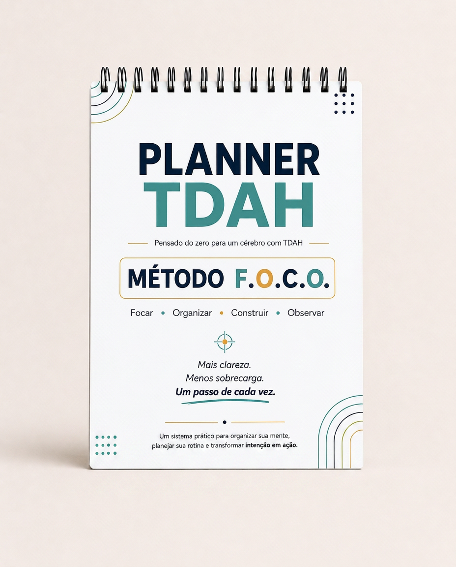 Capa do Planner TDAH Método F.O.C.O.: mais clareza, menos sobrecarga